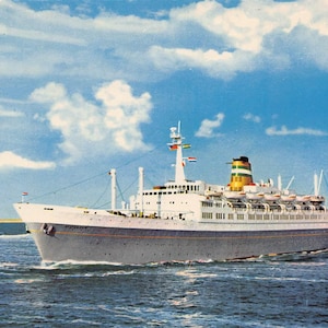 Statendam paquebot navire Holland America Line carte postale des années 1950