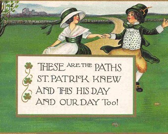 These Are The Paths Children Dance St Patrick's Day Ireland Irish 1910c Tuck postcard
