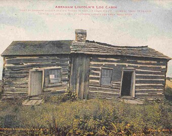 Abraham Lincoln Log Cabin Coles County Illinois 1927 postcard