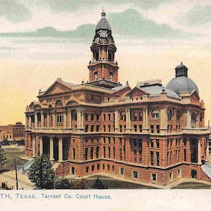 Cartolina Tuck del tribunale della contea di Tarrant, Fort Worth, Texas, 1910c