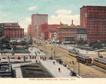 Public Square Streetcars Cleveland Ohio 1908 postcard