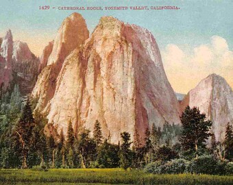 Cathedral Rocks Yosemite Valley National Park California 1910s postcard