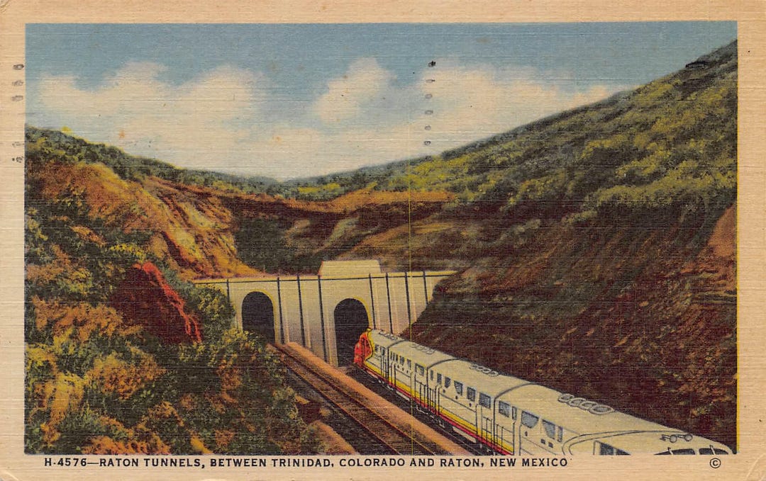 Rr Raton Railroad Train Entering Raton Tunnel Colorado New Mexico 1954 Fred ...