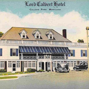 Lord Calvert Hotel Cars College Park Maryland 1940er Jahre Leinen Postkarte