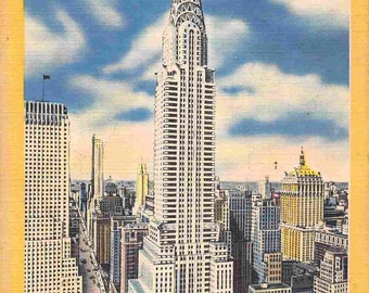 Chrysler Building New York City 1953 linen postcard