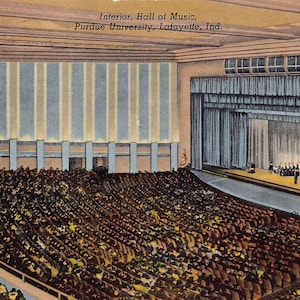 Music Hall Interior Purdue University Lafayette Indiana 1950s postcard