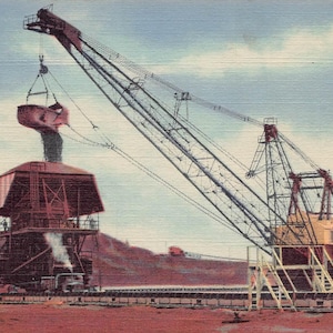 Pelle électrique Mesabi Iron Range Mines Hibbing Carte postale en lin du Minnesota des années 40
