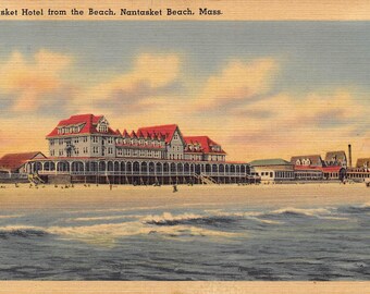 Nantasket Hotel Nantasket Beach Massachusetts 1940 linen postcard