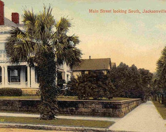 Main Street Looking South Jacksonville Florida 1910c postcard