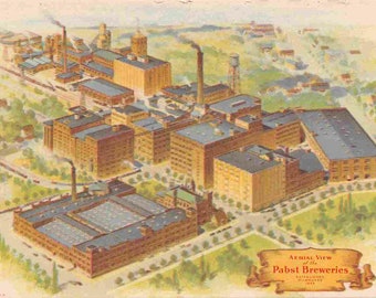Pabst Breweries Brewing Company Beer Milwaukee Wisconsin 1950s postcard