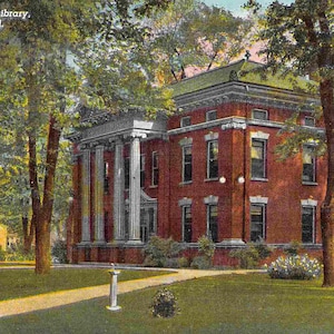 Bibliothèque publique Carnegie Centralia Illinois 1940 Carte postale en lin