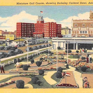 Minigolf Hotel Berkeley Carteret Asbury Park New Jersey 1940 Carte postale en lin