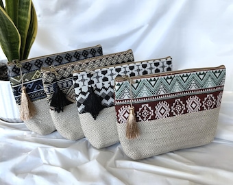 Handmade Hemp Cotton Small Pouch Bag Cosmetic Bag–Premium Quality Eco-Friendly, Makeup bag, Pencil Case, Gift for her, Free Shipping
