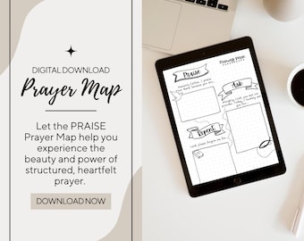 Christian daily prayer map, downloadable bible based prayer journal, prayerful guide, prayer prompts, instant PDF download