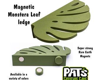 Large Magnetic Monstera Leaf Shelf Gecko Ledge - Reptile Tank Ledge - Jungle Tank Decor - Cute Reptile Tank - Gecko Enclosure Accessories