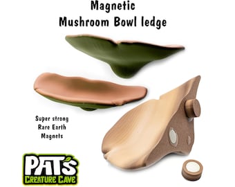 Magnetic Mushroom Bowl Ledge - Frog Enclosure Ledge - Reptile Tank Ledge - Forest Tank Decor - Cute Reptile Tank - Frog Tank Accessories