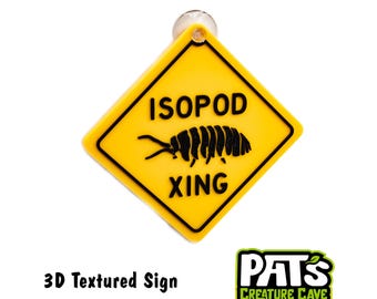 Isopod Crossing Enclosure Caution Sign - Isopod Keeper Gift - Funny Habitat ID Tag - Bioactive Cage Accessories