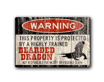 Funny Bearded Dragon Aluminum Sign: Reptile Room Decor