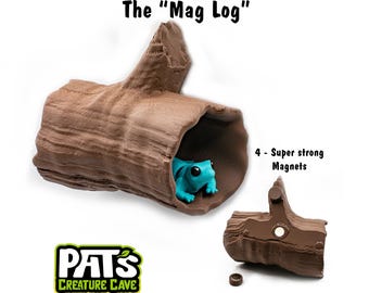 Magnetic Log Hide Ledge - Gecko Amphibian Snake Enclosure Tank Habitat Decor