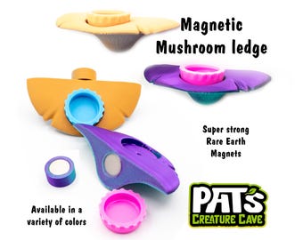 Small Magnetic Mushroom Feeding Ledge - Micro Gecko Food Shelf - Single Food Cup Ledge - Forest Style Tank Decor - Small Gecko Food Ledge