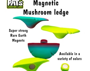 Mini Magnetic Mushroom Shelf Gecko Ledge - Jumping Spider Enclosure Ledge - Small Frog Tank Ledge - Forest Style Tank Decor - Reptile Decor