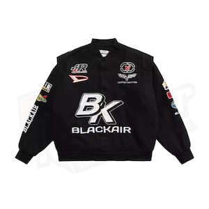 Y2K F1 Bomber Jacket – Vintage Motorsport Racing Jacket with Logo Accents | Unisex Retro Style for Men & Women