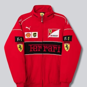 Y2K F1 Bomber Jacket – Vintage Motorsport Racing Jacket with Logo Accents | Unisex Retro Style for Men & Women
