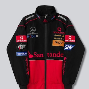 Y2K F1 Bomber Jacket – Vintage Motorsport Racing Jacket with Logo Accents | Unisex Retro Style for Men & Women