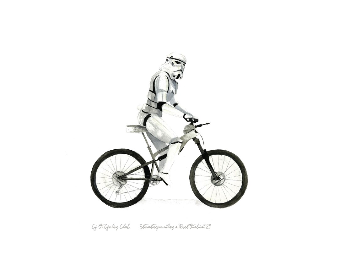 Stormtrooper Riding a Bike - Watercolor Art Print - 11x14 - Star Wars ...
