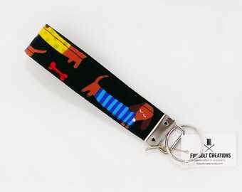 Dachshund Key Fob: Sausage Dog Fabric Keychain