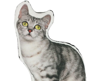 Gray Tabby Cat Pillow gifts for cat lovers cat cushion stuffed animal crazy cat lady cat owner gifts stuffed cat cat mom