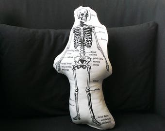 Skeleton Pillow, anatomical skeleton, Halloween pillow, surgeon gift, orthopedic, nurse appreciation, nursing student, anatomy, nurse gift