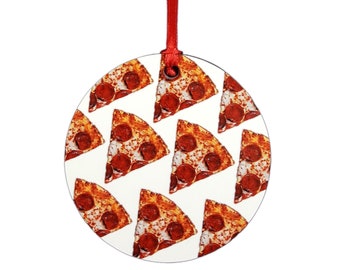 Pizza Christmas Ornament, foodie gift for pizza lover, pizza party favor, treat yo self, theme gift tag, pizza home decor, funny holiday