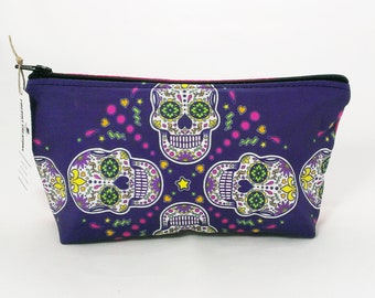 Sugar Skull Small Cosmetic Bag Did De Los Muertos toiletry bag women pencil pouch day of the dead