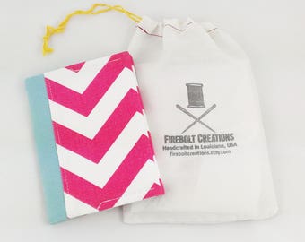 Chevron Passport Wallet: Pink & White Fabric Passport Cover