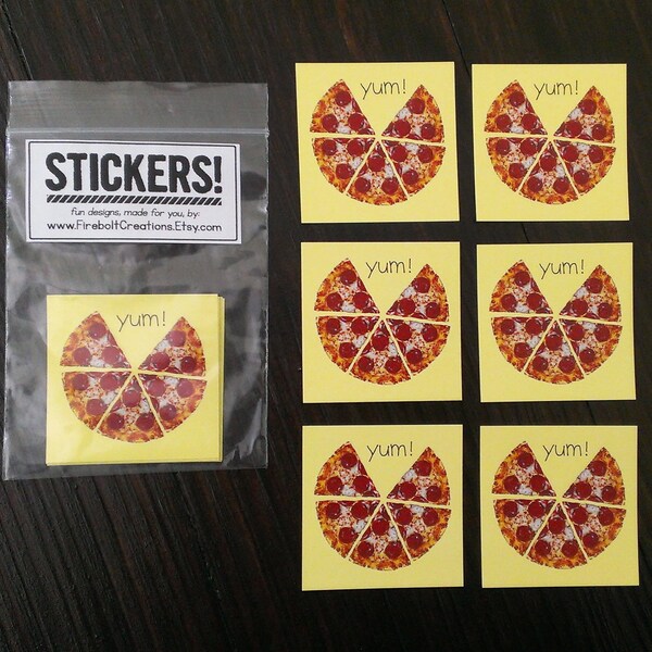 Pizza Sticker Pack Food Stickers foodie gift pizza gifts pizza party stocking stuffer chef gift pizza night envelope seals small gift cute