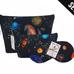 Solar System Toiletry Bag Set Galaxy makeup bag space sleep mask stars cosmetic bag universe canvas bag planets zipper pouch travel gift