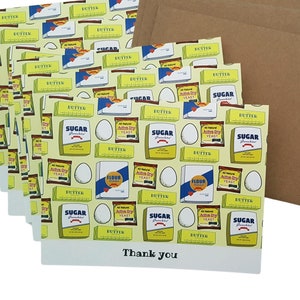 Jeu de 8 cartes pour la pâtisserie, papeterie personnalisée, cartes de remerciement pour le pain, invitations à manger, papeterie de cuisine, ensemble d'écriture de lettres, fête des gourmets