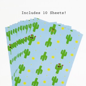 Papel para álbum de recortes de cactus, papel para decoupage con suculentas, papel para desierto, manualidades con papel, papelería con cactus, planificador de verano