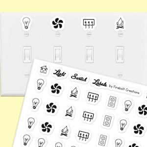 Light Switch Labels, switch plate stickers, USA, housewarming gift, home decor, organization, airbnb, home labels, decal, elderly, practical