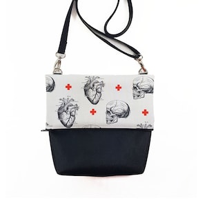 Anatomical Heart Cross Body Bag nursing student bag crossbody purse medical student gift nurse gift skull goth halloween