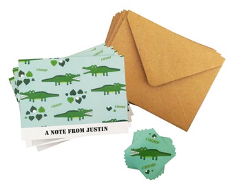 Personalized Note Cards with envelopes Alligator thank you cards stationary set invitations florida gators louisiana greeting cards