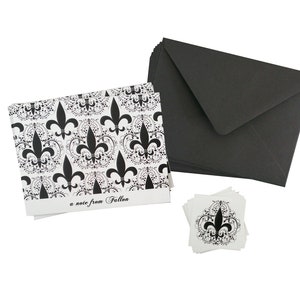Fleur De Lis Cartes de vœux personnalisées Nouvelle-Orléans cartes de vœux Louisiane mardi gras invitations cadeau personnalisé notcard ensemble