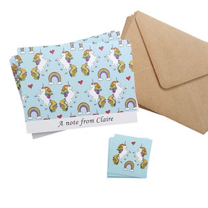 Unicorn Stationary Personalized  custom thank you cards note cards with envelopes invitation rainbow stationery stickers kids stationary set