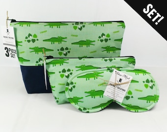 Alligator Toiletry Bag Set crocodile cosmetic bag pencil pouch toiletry bag women louisiana sleep mask florida gators