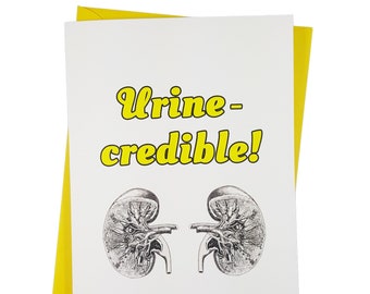 Funny Greeting Card, medical student, graduation card, doctor gift, thank you card, kidney donor gift, anatomy, thinking of you card