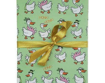 Goose Wrapping Paper, silly goose gift wrap, animal lover gift, scrapbook paper, goose paper, thick wrapping paper sheets, funny, birthday