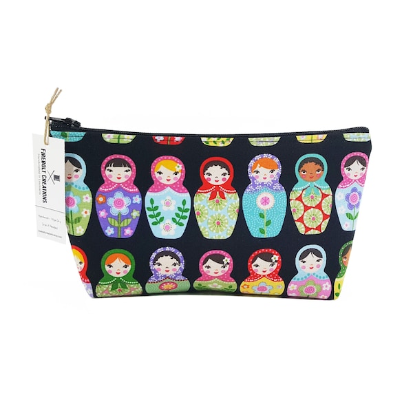 Nesting Dolls Toiletry Bag Matryosha canvas pouch russian dolls cosmetic bag vegan russian nesting doll small zipper pouch makeup bag pencil