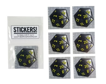 D20 Stickers polyhedral dice gaming laptop sticker dnd dice planner stickers board game nerd dungeon master rpg dice geek sticker pack favor