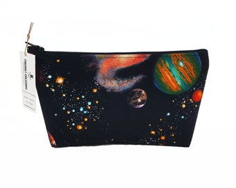 Space Cosmetic Pouch Planets Toiletry Bag Cosmic Accessory Star Zipper Bag Makeup Bag Astrology Shaving Case Washable Bag Science Vegan Bag